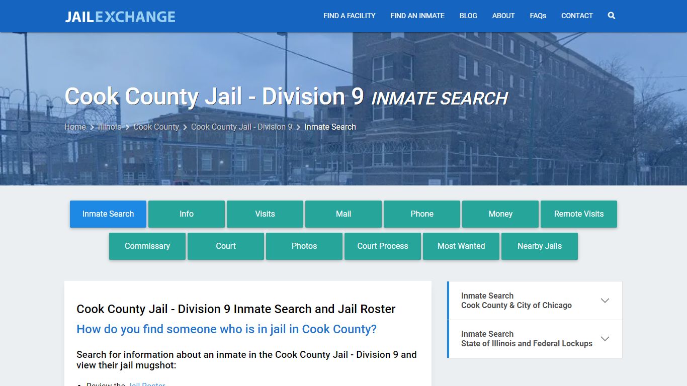 Inmate Search: Roster & Mugshots - Cook County Jail - Division 9, IL